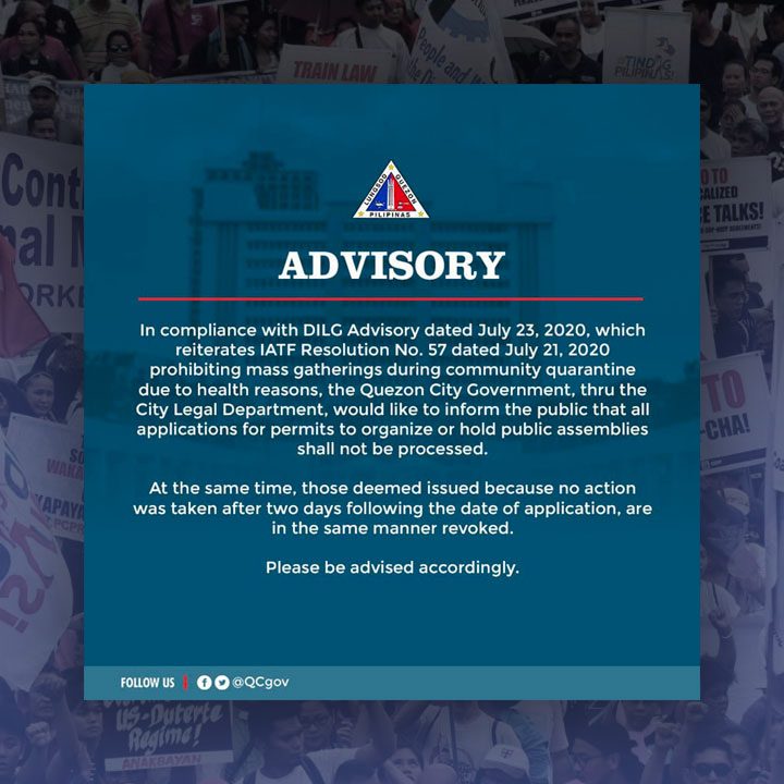Quezon City bans protests during President Duterte’s SONA 2020