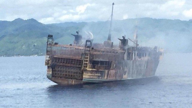 45 crew members rescued from burning ship off Cebu coast