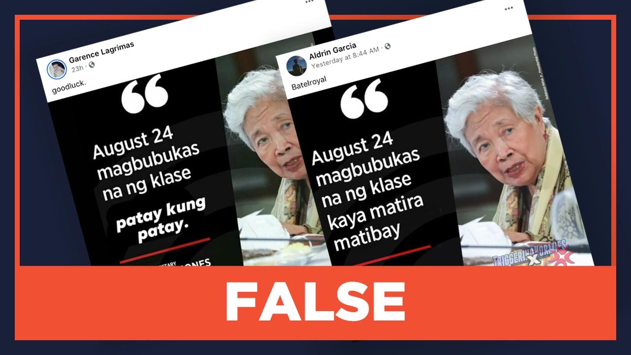 FALSE: Briones says that once classes start ‘patay kung patay,’ ‘matira matibay’