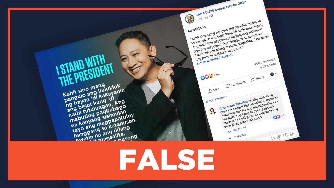 FALSE: Michael V’s poem supports Sara Duterte in 2022 elections