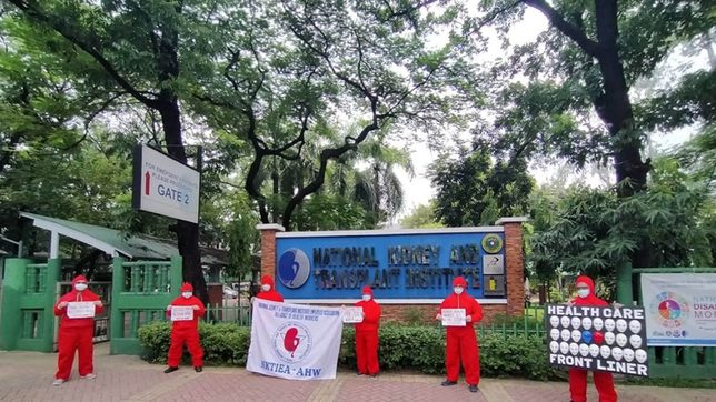 NKTI health workers stage silent protest for better treatment in fight vs COVID-19
