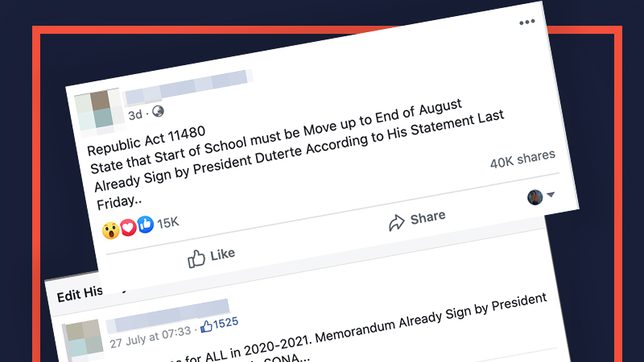 FALSE: Duterte signs law to start school year at the end of August