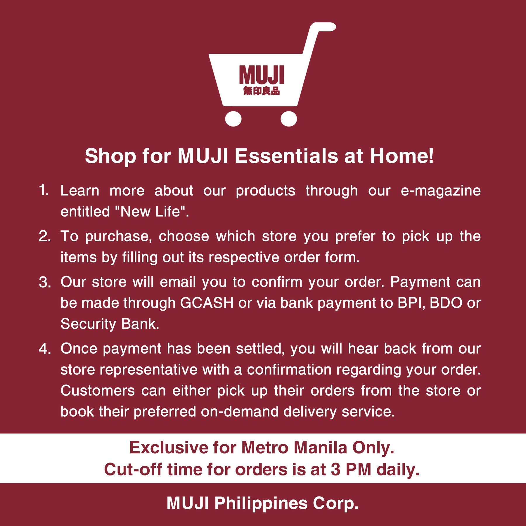 MUJI Philippines launches e-magazine, pick-up and delivery options