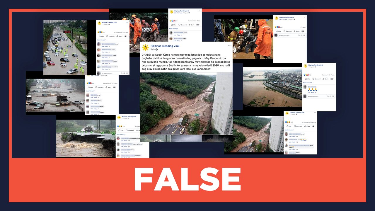 FALSE: Photos of landslides, flooding due to South Korea’s 2020 monsoon