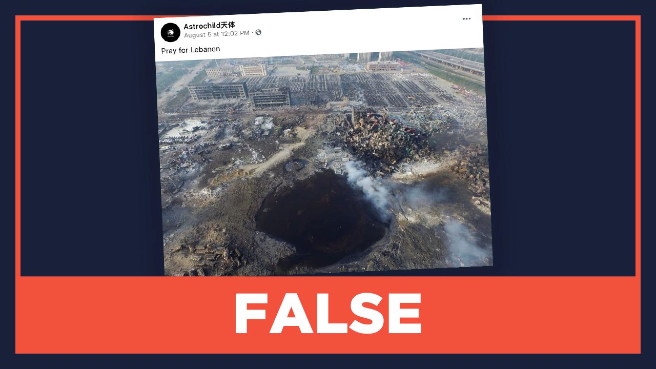 FALSE: Photo of crater from Beirut explosions