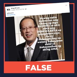 FALSE: Noynoy Aquino quote on Filipinos owing democracy to his father