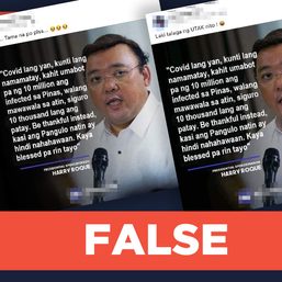 FALSE: Roque quote on 10,000 COVID-19 deaths