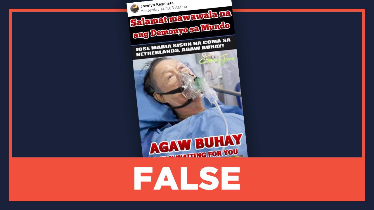 FALSE: Photo shows Joma Sison in a coma