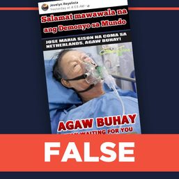 FALSE: Photo shows Joma Sison in a coma