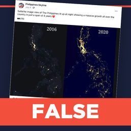 FALSE: 2020 night lights satellite imagery of Philippines