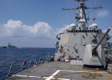 US warship sails near disputed islands in tense South China Sea