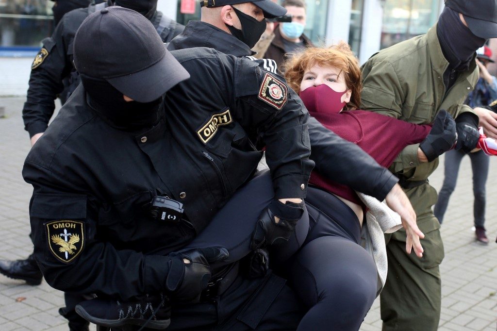 Belarus police detain hundreds at women’s protest