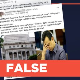 FALSE: SC allows damage suit against Trillanes in September 2020