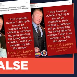 FALSE: Mayor of Suplex City praises Duterte