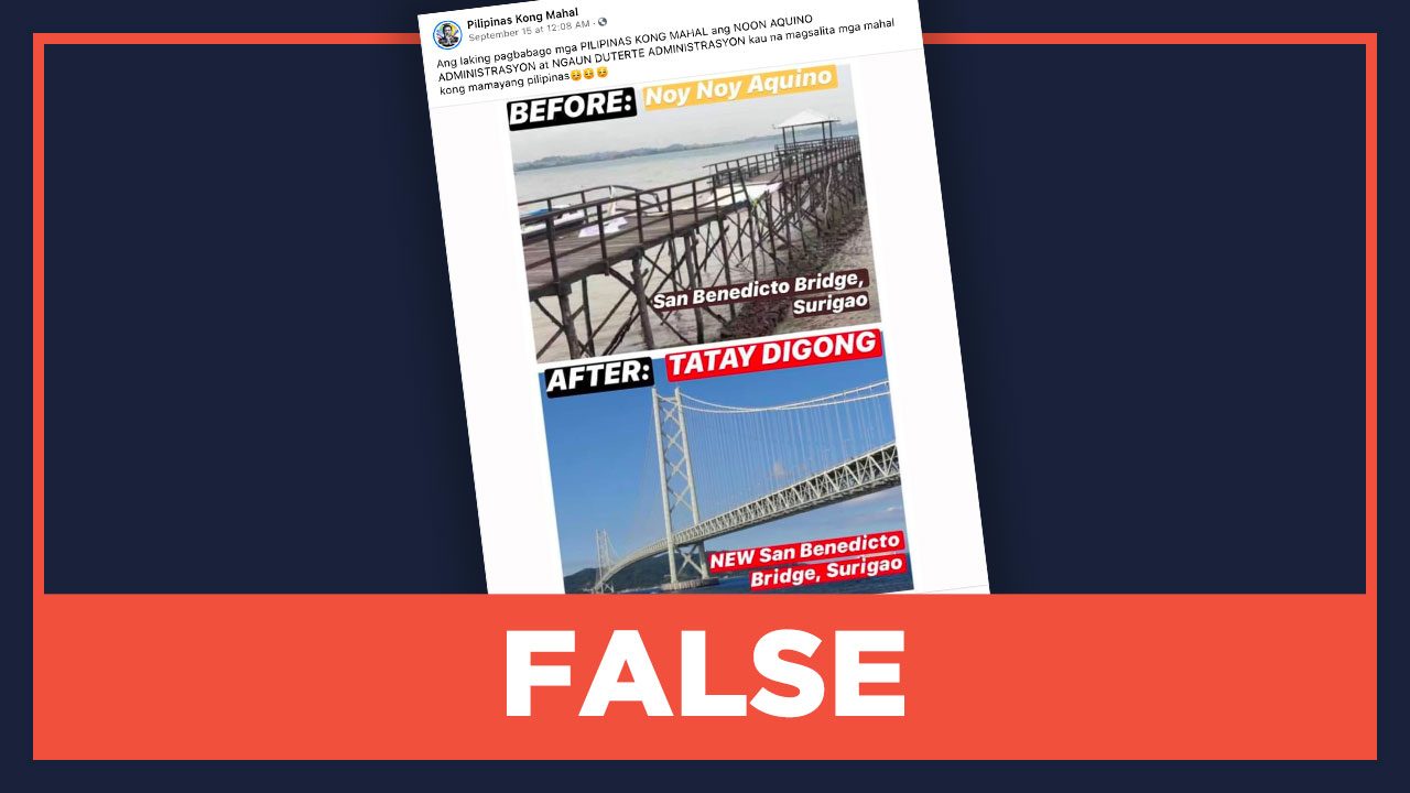 FALSE: Photos of Surigao bridge during Aquino and Duterte admins
