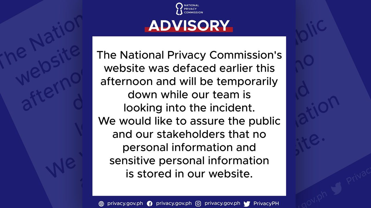 National Privacy Commission site down due to defacement