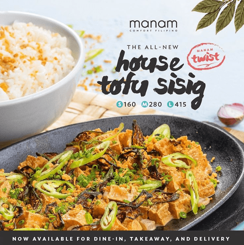 Manam now sells house tofu sisig