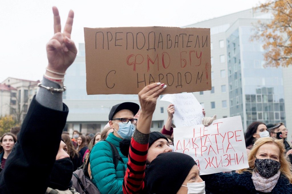 Belarus opposition leader says nationwide strike underway