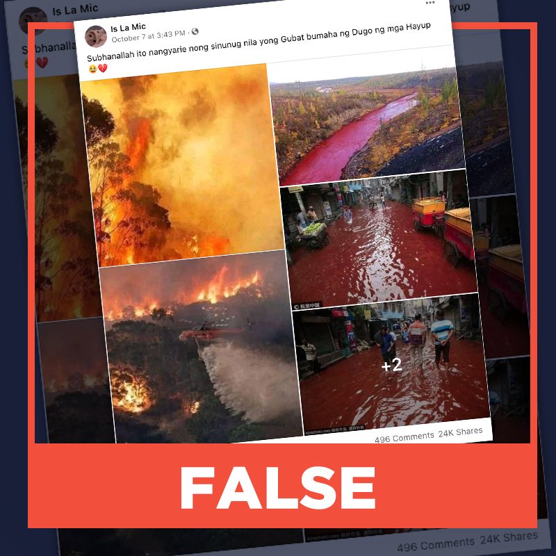 FALSE: Photos showing rivers of animal blood due to forest fires