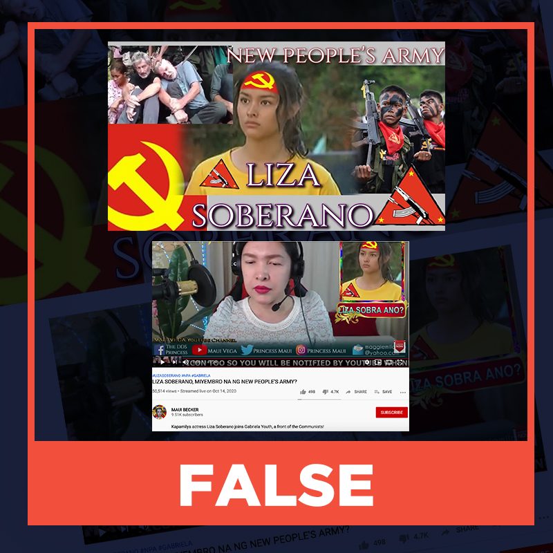 FALSE: Liza Soberano is a member of the NPA