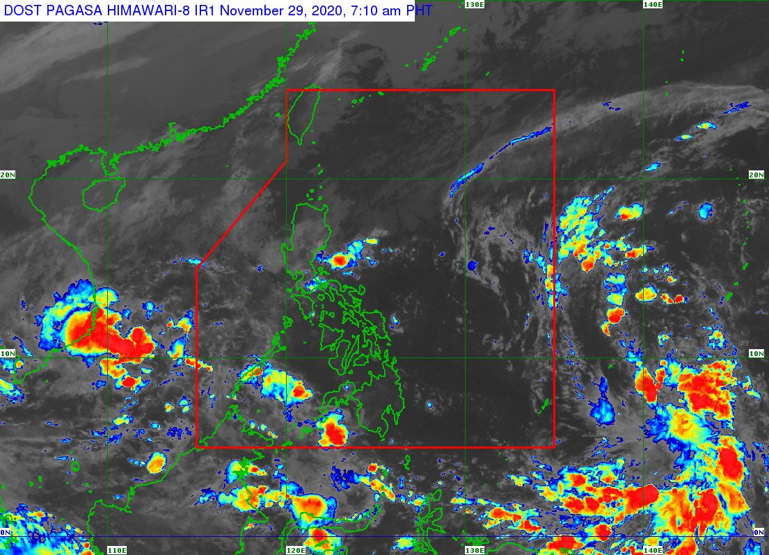 Parts of Luzon seeing light to heavy rain on November 29