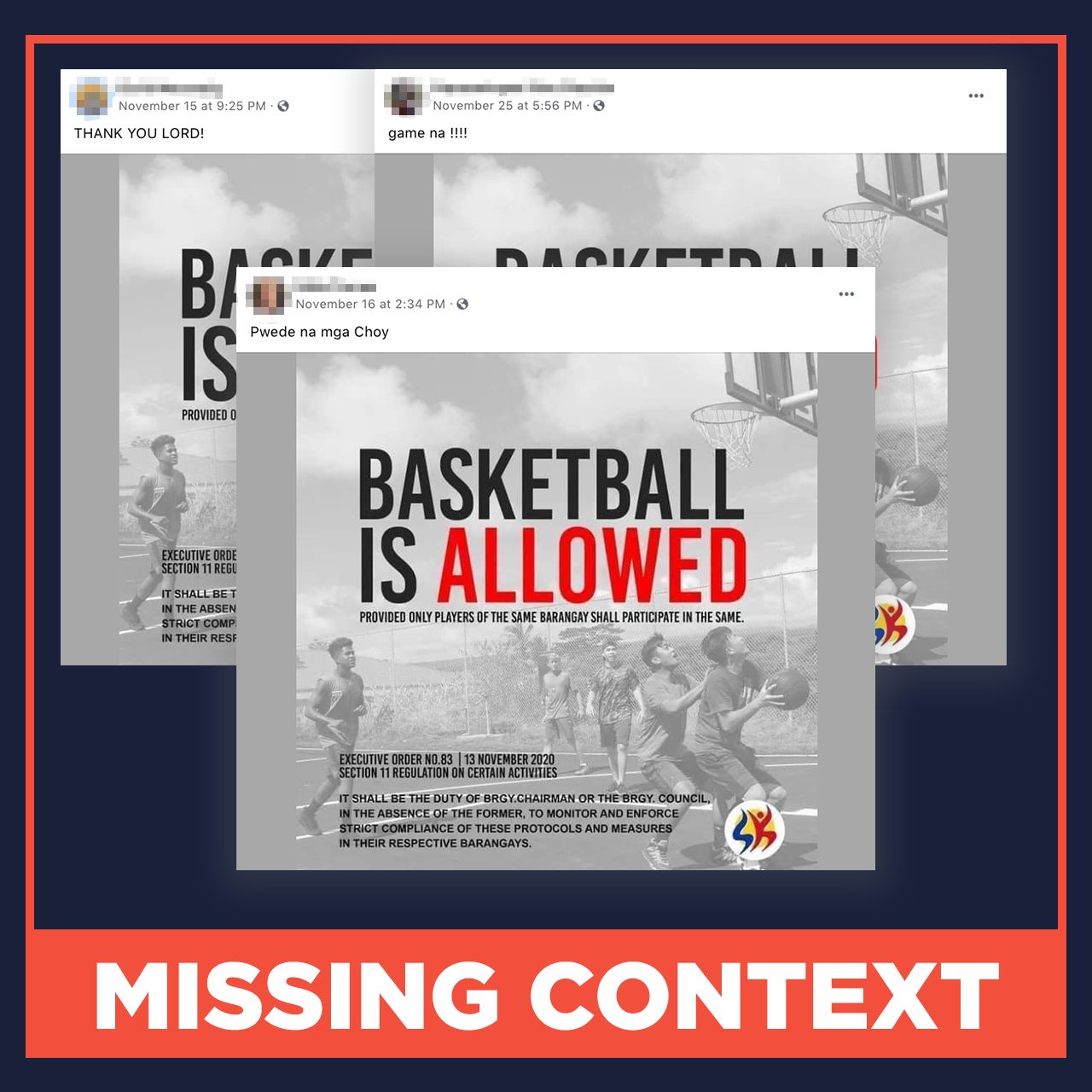 MISSING CONTEXT: Basketball allowed in barangays