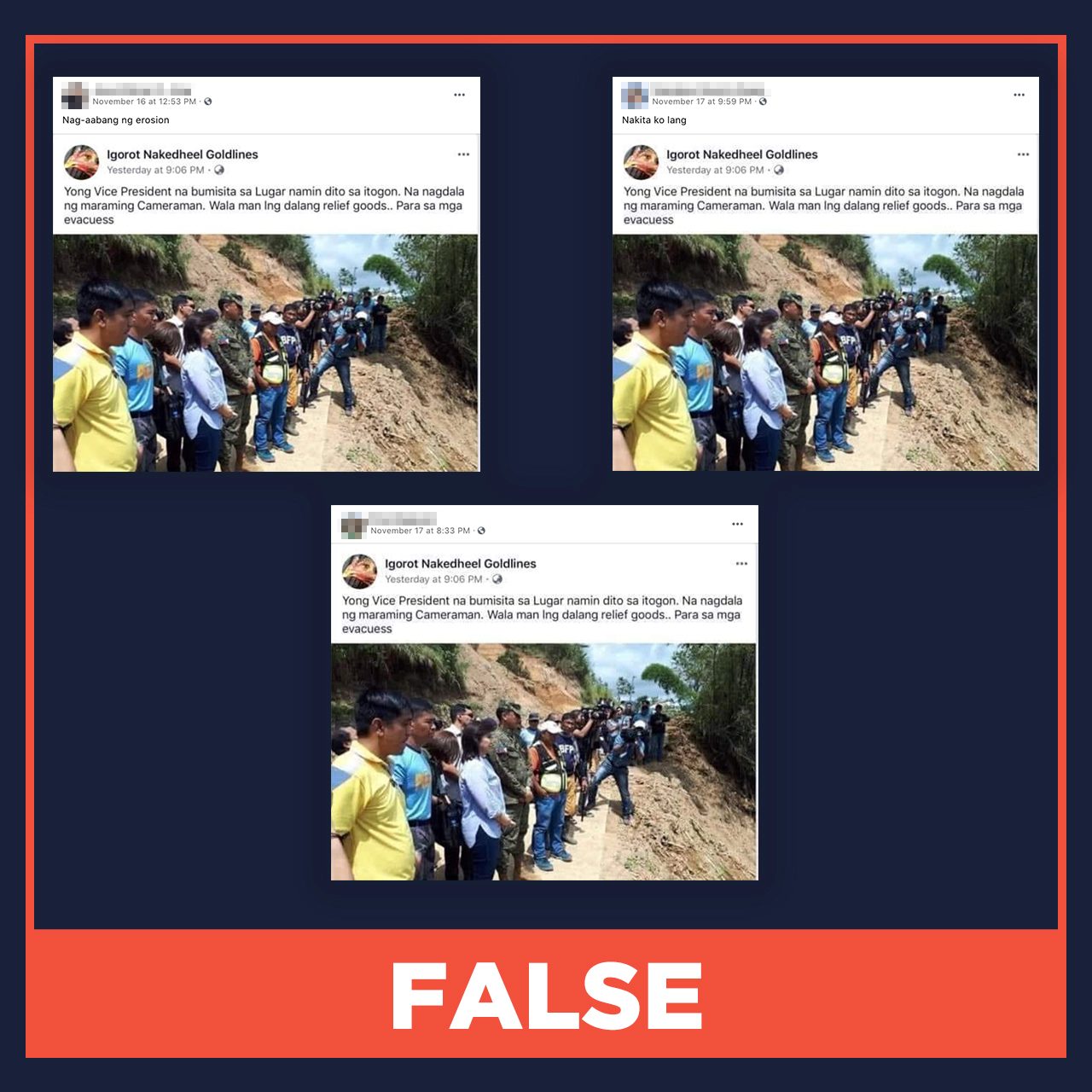 FALSE: Robredo did not give aid to Itogon evacuees