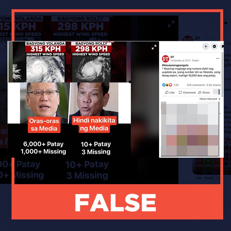 FALSE: Media did not report on Duterte’s response to Super Typhoon Rolly