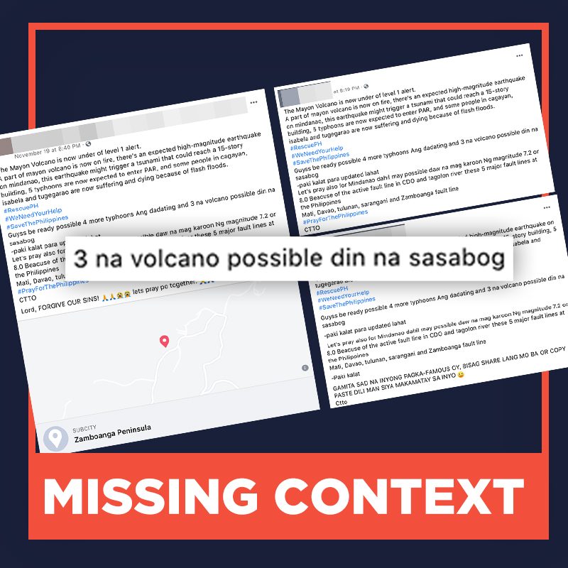 MISSING CONTEXT: 3 volcanoes will ‘possibly erupt’