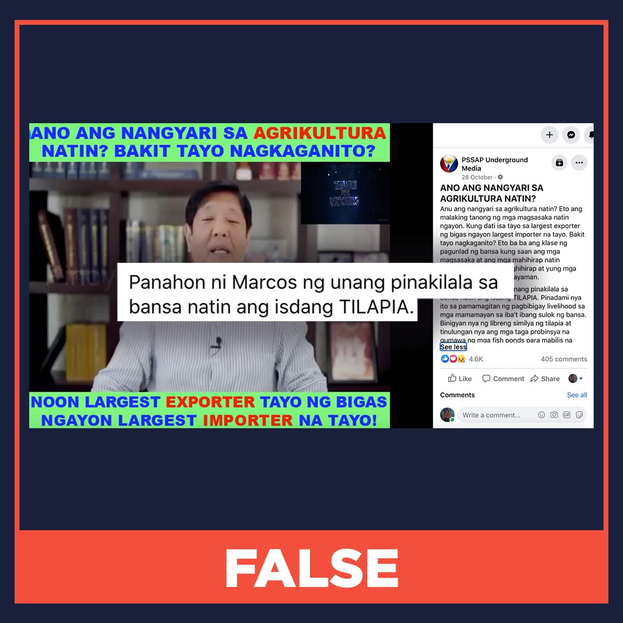 FALSE: Tilapia was introduced to Philippines during Marcos presidency