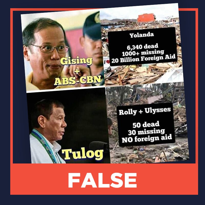 FALSE: No foreign aid received for Super Typhoon Rolly and Typhoon Ulysses