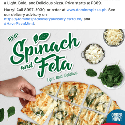Domino’s introduces new spinach and feta pizza