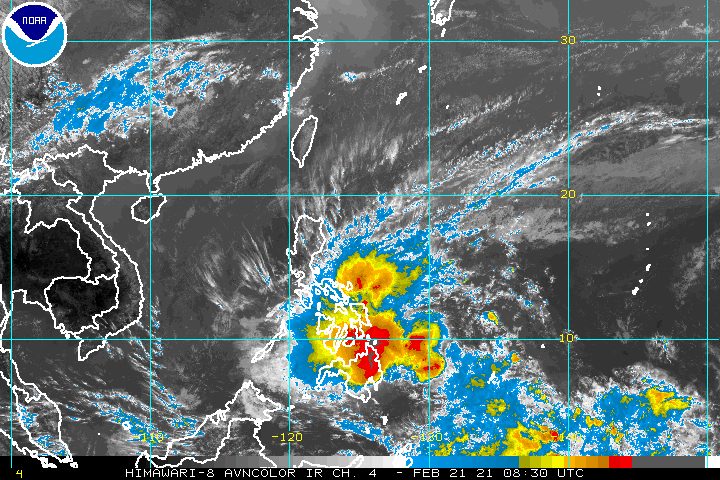 Tropical Storm Auring slightly faster, heading for Eastern Visayas-Caraga area