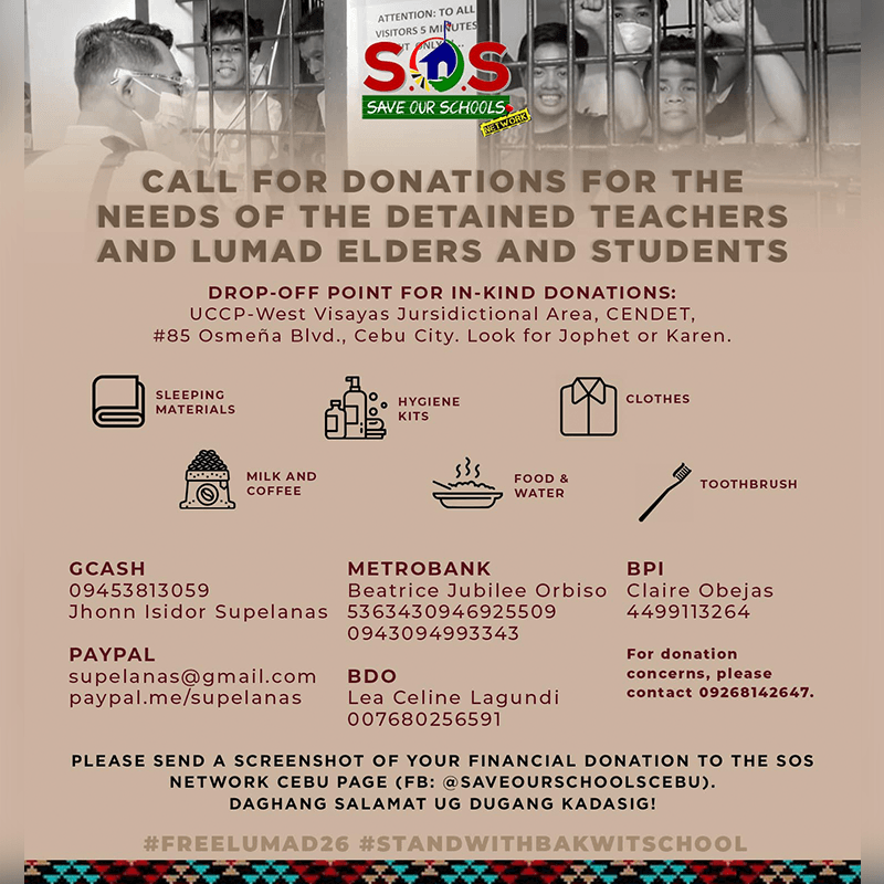 How you can help detained Lumad teachers, students, and elders in Cebu City