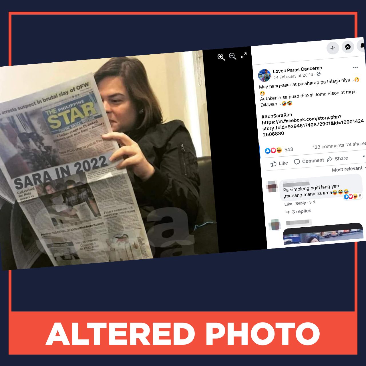ALTERED PHOTO: ‘Philippine Star’ announces Sara Duterte’s candidacy for 2022 elections