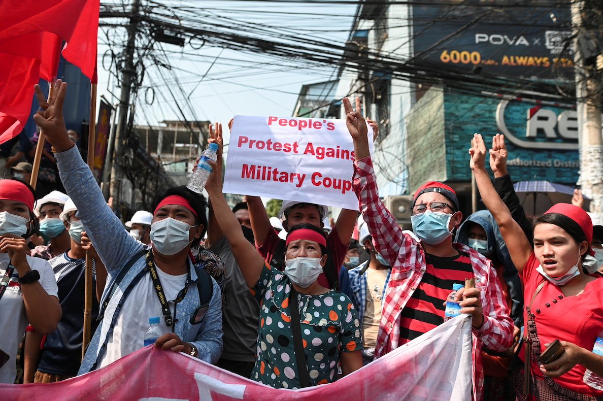 Thousands protest Myanmar coup despite internet ban