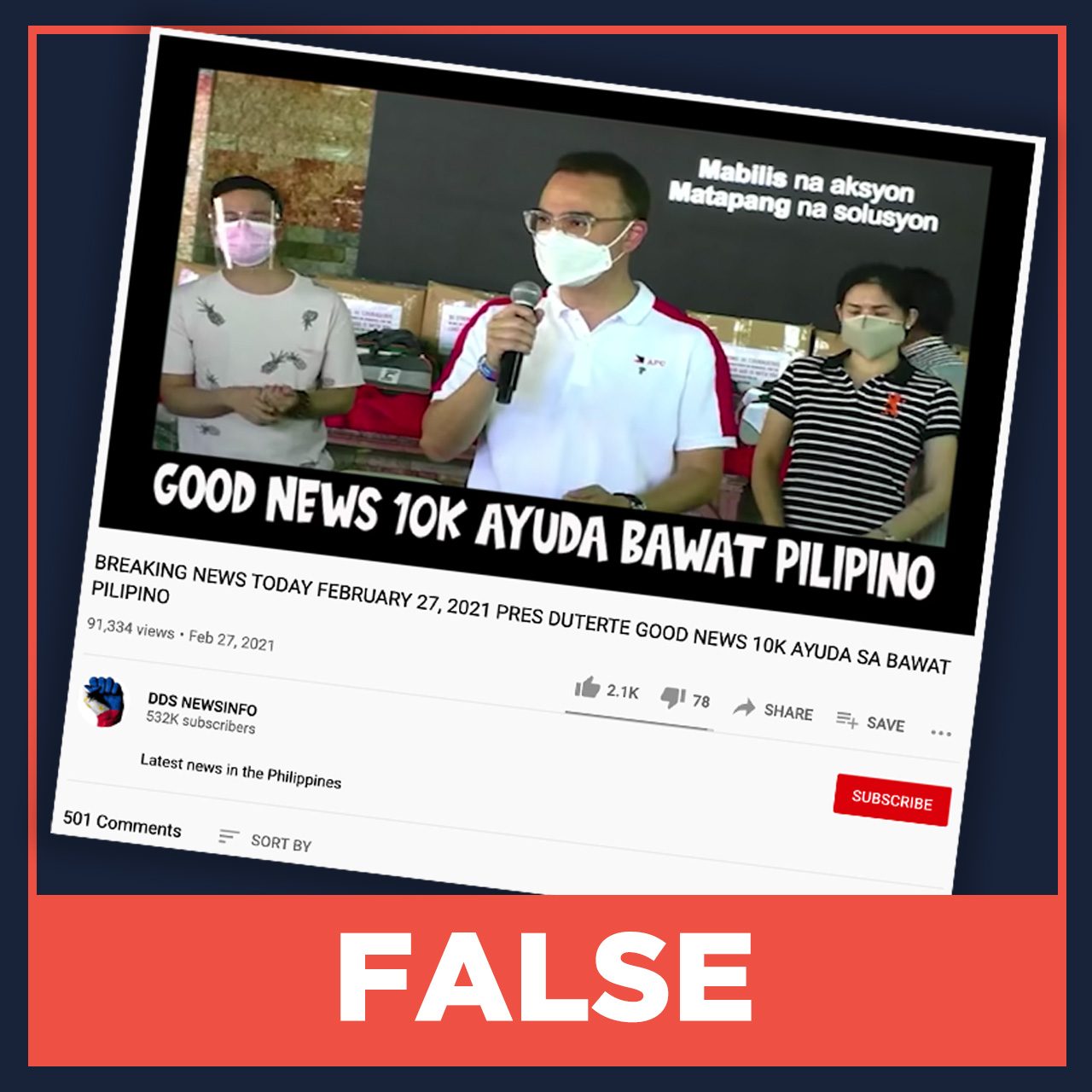 FALSE: Gov’t to give P10,000 pandemic aid to every Filipino