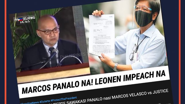FALSE: Justice Leonen impeached, Bongbong Marcos wins electoral protest