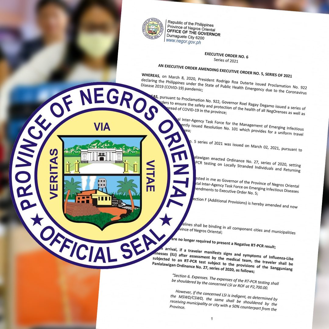 Negros Oriental scraps RT-PCR requirement for travelers