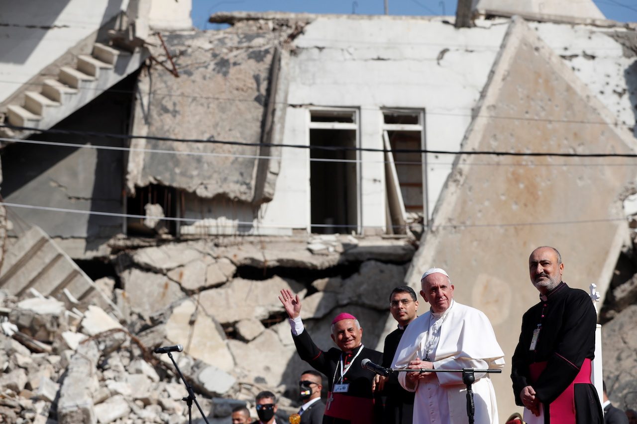 ‘Peace more powerful than war,’ Pope says in Iraq’s ruined city of Mosul
