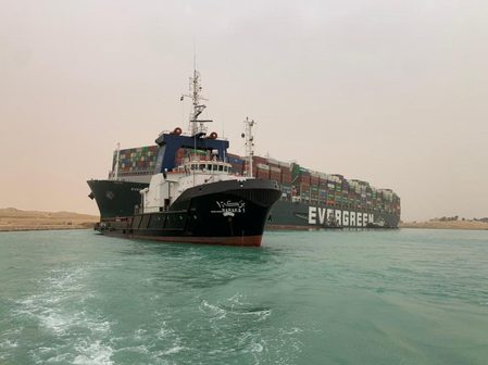 Manager of ship stuck in Suez working to refloat vessel, no pollution seen