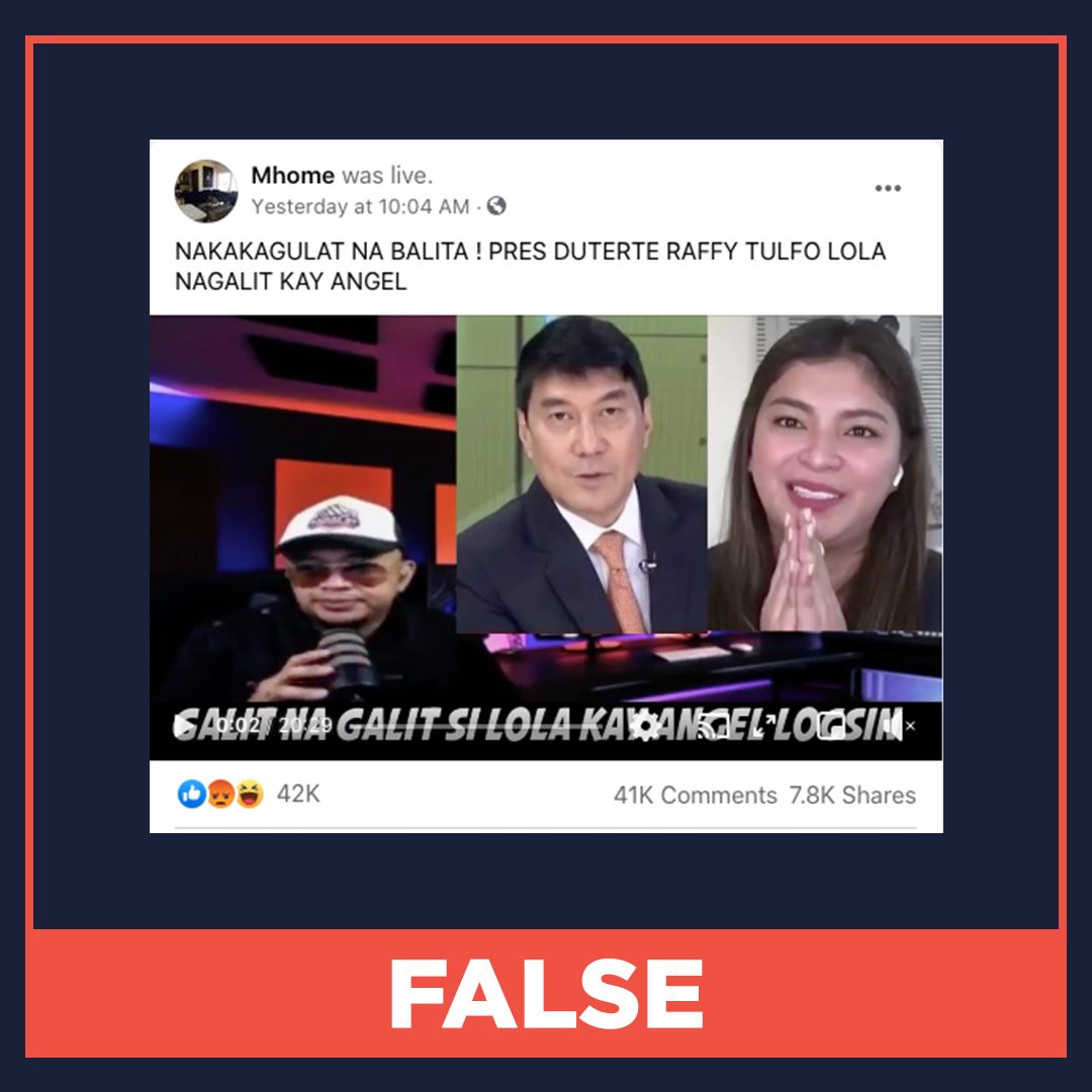 FALSE: President Duterte slams Angel Locsin over community pantry controversy