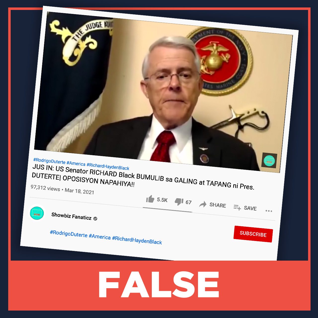FALSE: US senator defends Duterte from opposition’s ‘fake news’