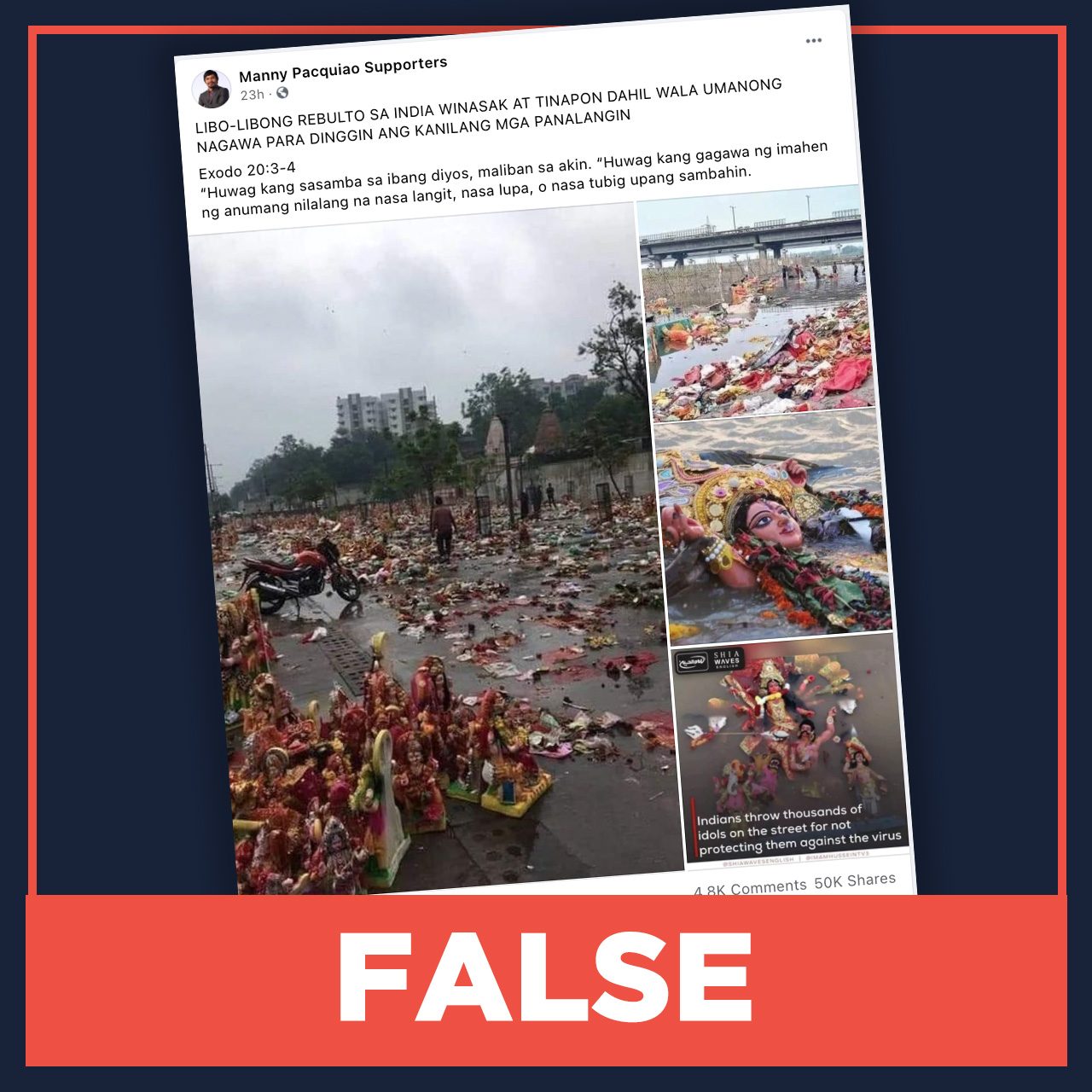 FALSE: Photos of religious statues discarded in India due to COVID-19 crisis