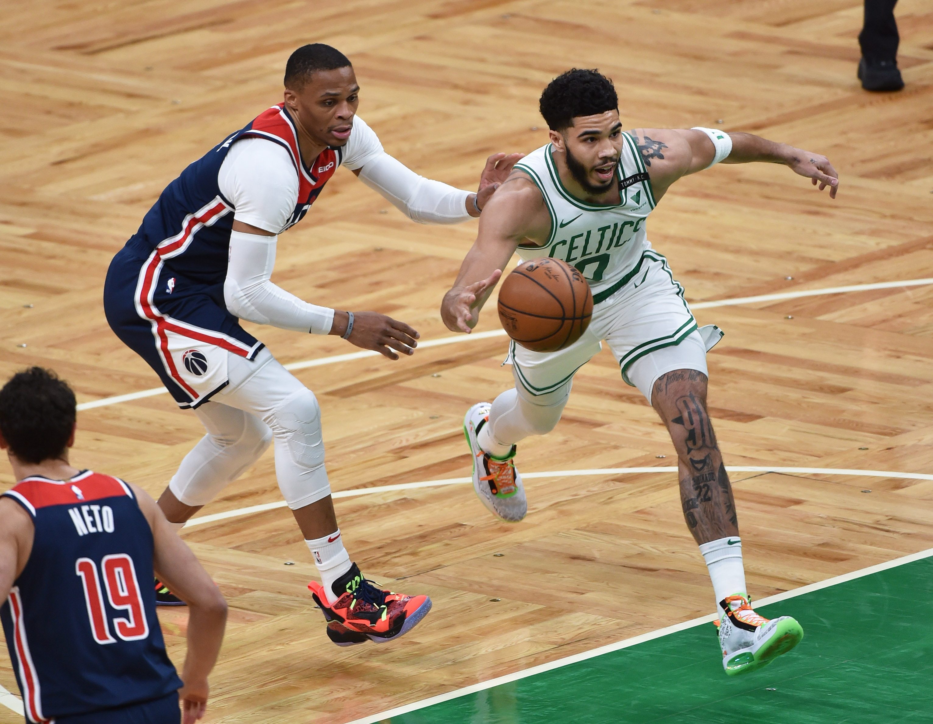 Jayson Tatum erupts for 50 as Celtics earn 7th seed