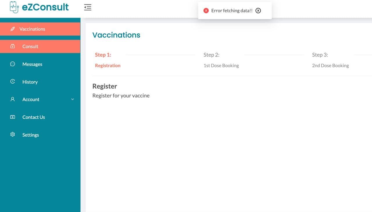 eZConsult website chokes after QC opens slots for A4 vaccinations