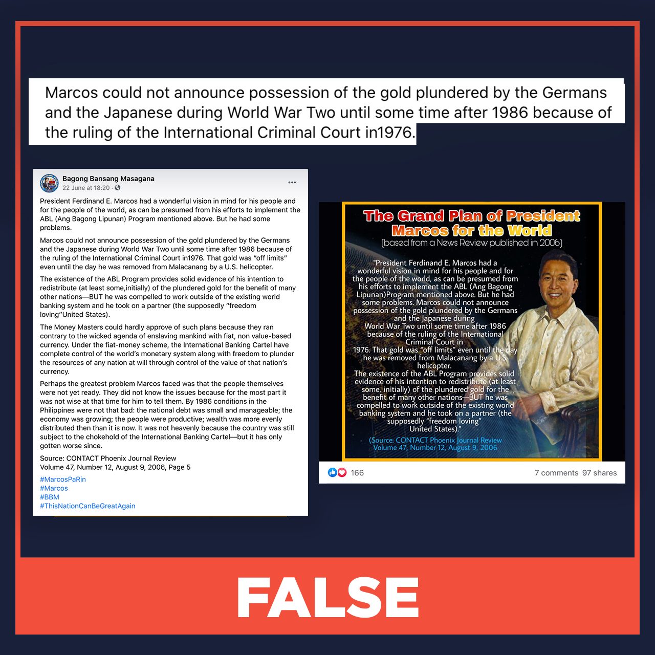 FALSE: International Criminal Court’s 1976 ruling on Marcos gold