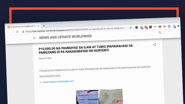 FALSE: Meralco, Manila Water give P10,000 to poor families