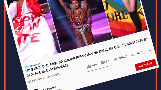 FALSE: Miss Universe Myanmar 2020 dies in car crash