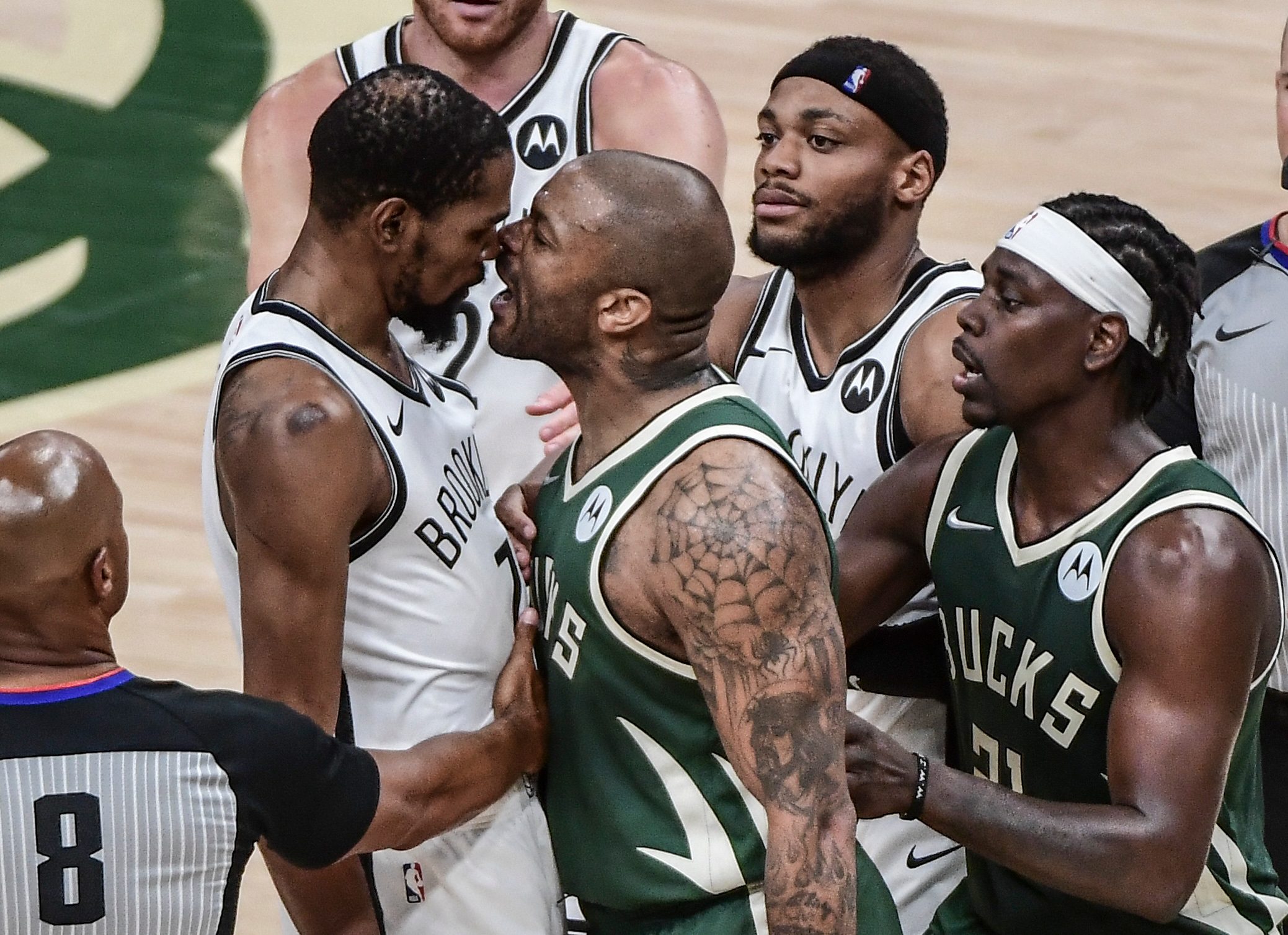 Nets security guard who shoved Bucks’ Tucker barred from playoffs 